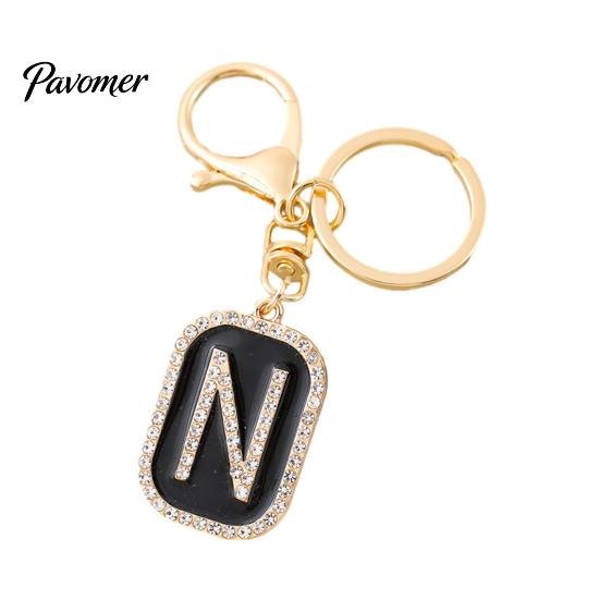 26 Alphabet Charm A-Z Rhinestone Letter Keychain, Zinc Alloy Capital Keyring, Plated for Handbags and Backpacks Decorative Key Accessory