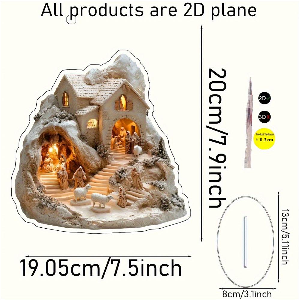 Nativity Scene, 2D Flat Acrylic, Tabletop Decoration, Suitable for Living Room, Office, Gifts, Christmas, Easter, Halloween
