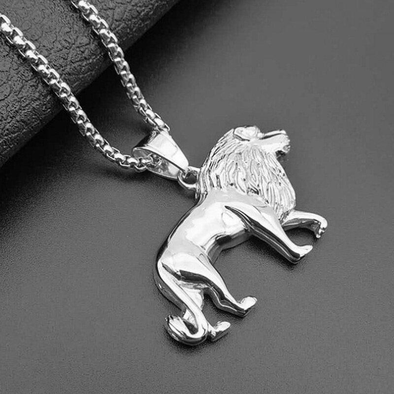 Europeisk og amerikansk smykke Titanstål Afrikansk Mannsløvehode Anheng Halskjede