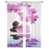 Flower Pink Orchid Reflection Sheer Curtains for Girl Kids Bedroom Kitchen Window Drapes Curtain Home Decoration