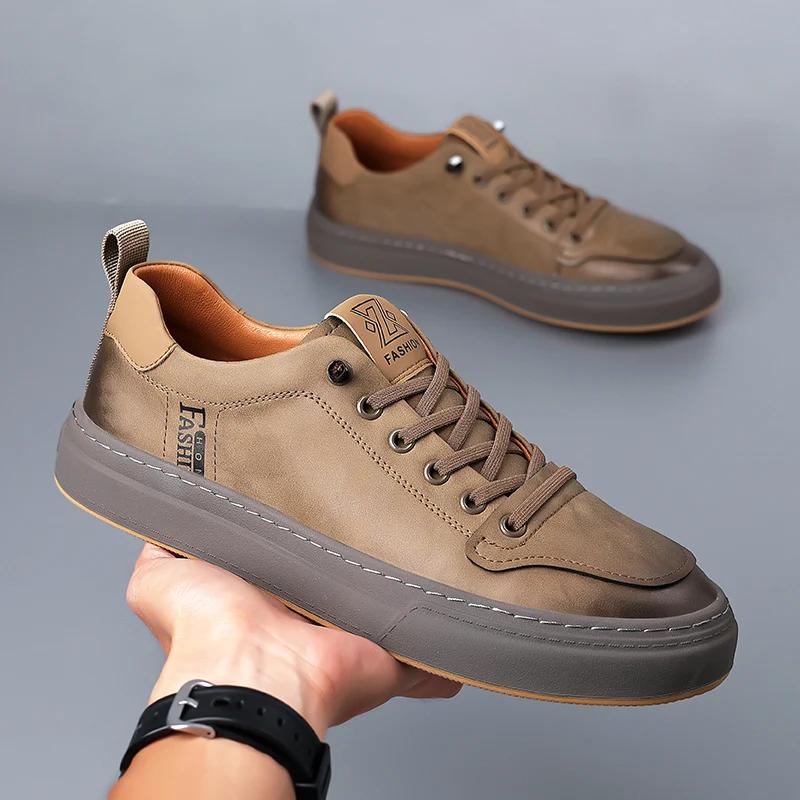 Fashion Fashion Trend Men Casual Leather Shoes 2024New Luxury Designers Casual Oxford Shoe Classic Lace-Up Antiskid Tenis Masculino Shoe