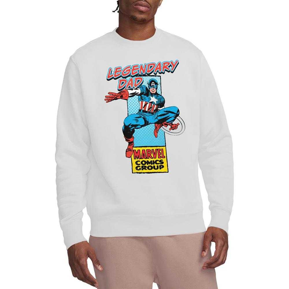 Marvel Comics Mens Legendary Dad Captain America Corner Box Fathers Day T-Shirt