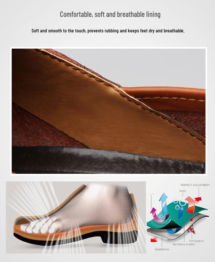 Men's Black Leather Slip-On Shoes – Breathable, Comfortable, Formal Business & Driving Shoes
