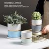 17/14/11cm Ceramic Flower Pots With Ceramic Tray for Indoor Succulent Plants Flower Cactus Office Home Garden Kitchen Decor Gift