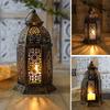 Middle Eastern Iron Candle Stand Removable Door Feature for Quick Candle Change Desk Display Ornament