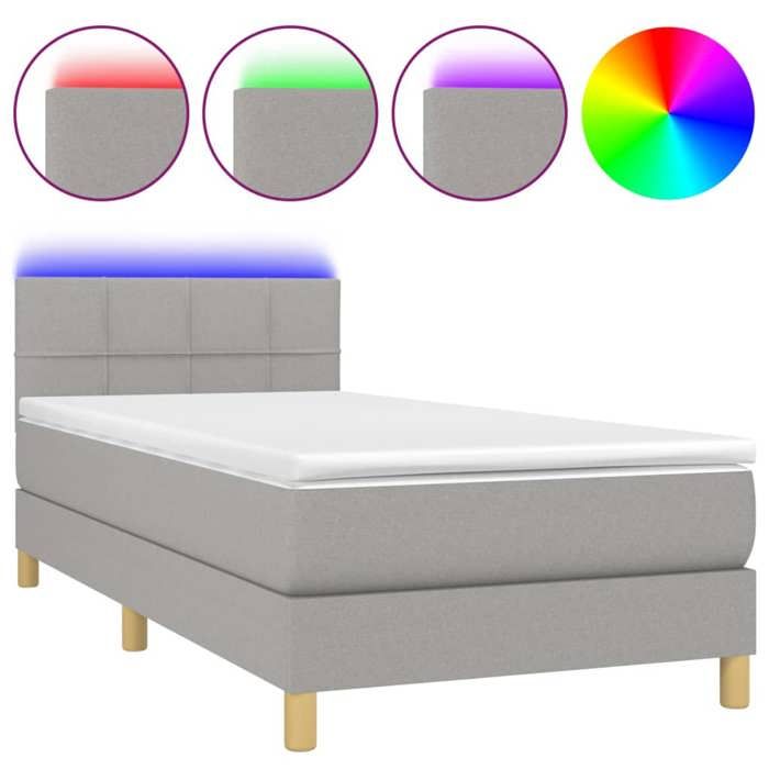Maison Exclusive - Sommier à lattes de lit avec matelas et LED Gris clair 90x190cm