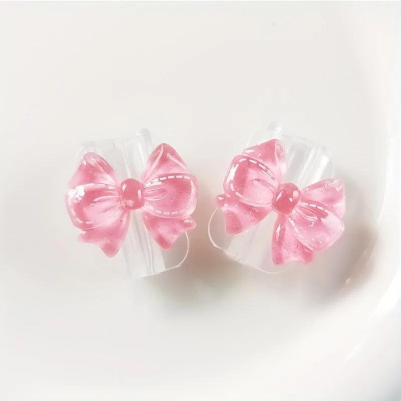 

2 Pieces Beautiful Bow Silicone Charger Cable Protective Cover Cable Holder Clip Anti-break Transparent Cord Cover Wrap