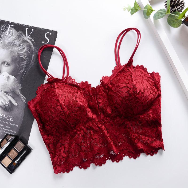 

Кружевной бюстгальтер-майка без бретелей в корейском стиле с гоночной спинкой - Без косточек, нижнее белье, подходящее для студенток One Size