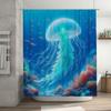 Oceanic Jellyfish Shower Curtain Blue Marine Life Print for Bathroom Decorations