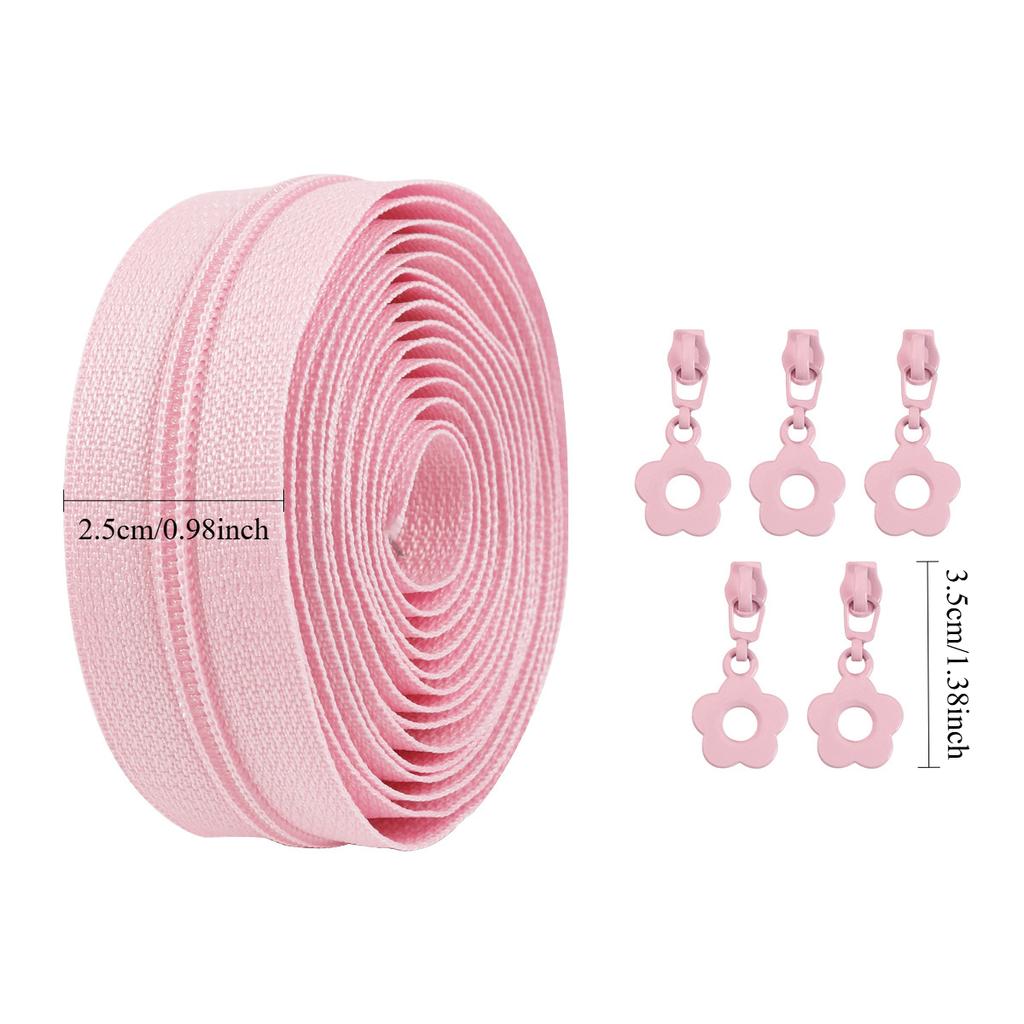 #3 Nylon Zipper Kit - Floral Puller Heads in Blue/Pink/Ivory | Replacement Zippers for Bags, Clothing & DIY Sewing