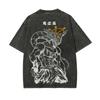 T-shirt Mahoraga Jujutsu Kaisen Uomo Lavaggio Acido Oversize Ruota di Mahoraga Grafica Anime Streetwear Shikigami Cane Divino Vintage Bootleg Tee