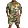Men's Casual Print Matching Set - Lightweight Breathable Top and Drawstring Shorts 2-Piece Outfit for Summer