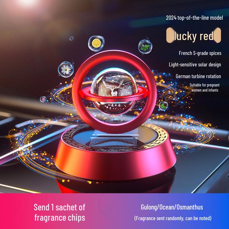 One Road Solar-Powered Rotating Dashboard Air Freshener Ornament for Car Interiors