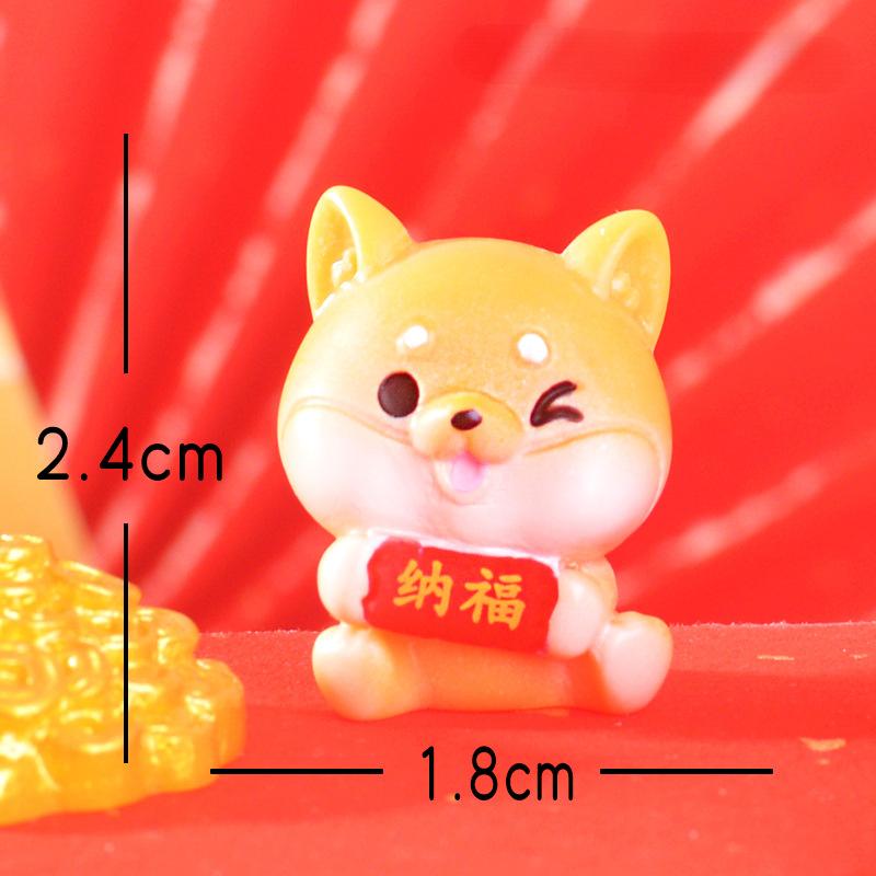 New Year's Cute Cartoon Lucky Dog Desktop Decoration Car Center Console Puppy Resin Handicraft