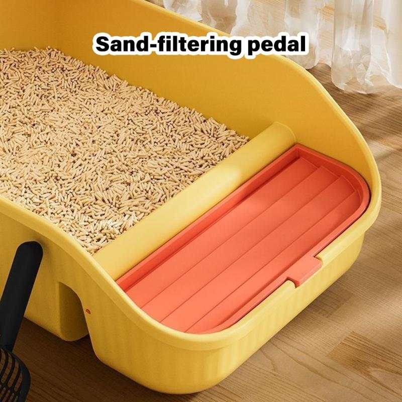 Cats Toilet with Litter Shovel Nonspill High Wall Smoothly Surfaces Litter Box for Kittens Use Easy Cleaning