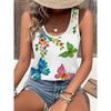 Canotte da Donna con Stampa 3D, Scollo a O, Casual, Semplici, Senza Maniche, Estive, Taglie Forti