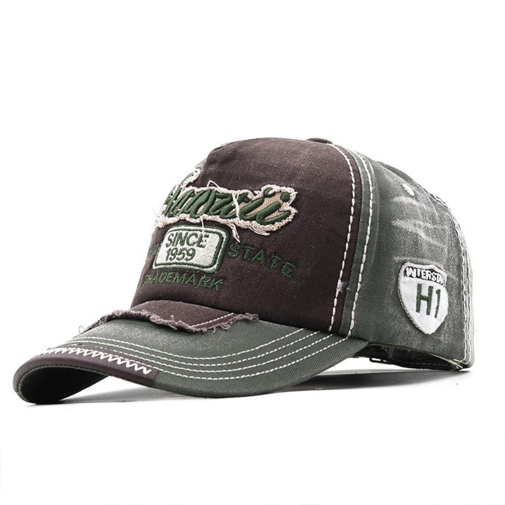 Vintage Embroidery Hip-Hop Alphabet Lettering Baseball Cap New Unisex Sunshade Color Breathable Trendy Fashionable Washed Cotton Sun Hat Streetwear