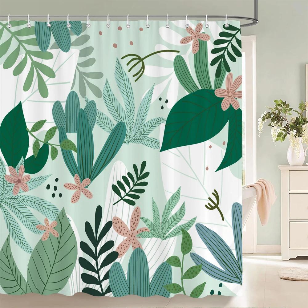 Jy01Colorful Beautiful Flowers Bath Curtain Waterproof Fabric Shower Curtains Floral Rose Printing Bathroom Screen Decor With @1