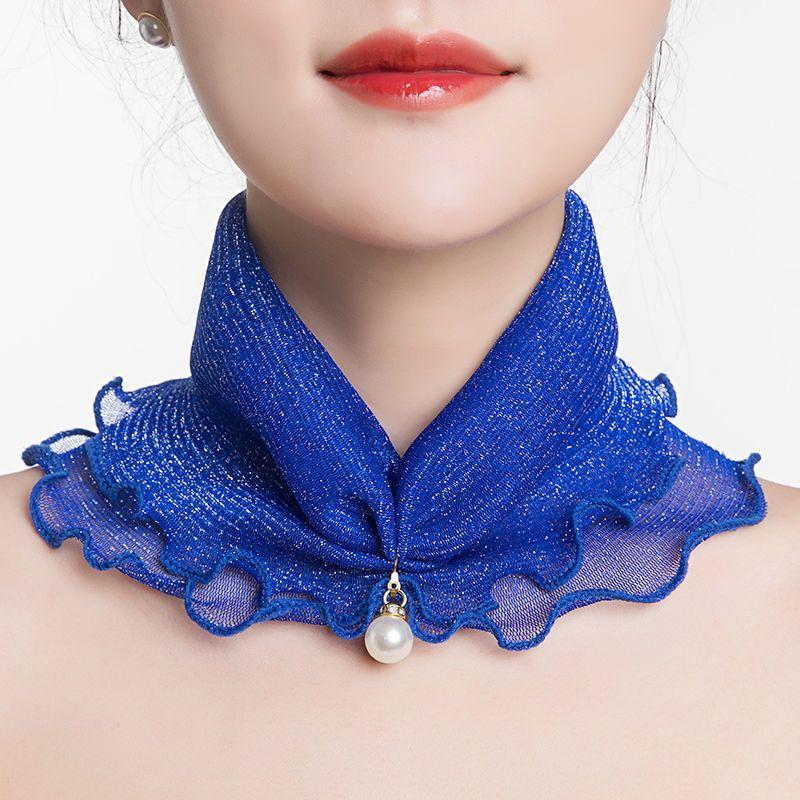 Women's Sunscreen Neck Cover Veil Neck Protection Scarf Summer Thin Ruffled Edge Scarf