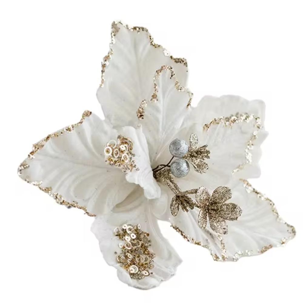 Simulation Artificial Poinsettia Flower 22cm Christmas Tree Decorations  Party Gifts