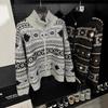 Women's Retro Jacquard Cardigan 2025: European & American Style, Thick Knit for Spring & Autumn.