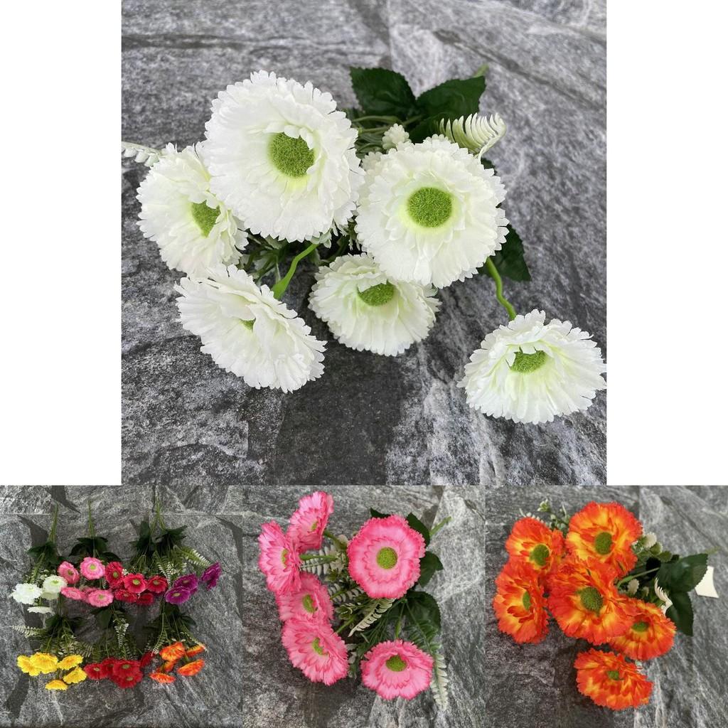 Artificial Garden Mimic 6prong Chrysanthemum Home Office Decor With Silk Cloth Fake Flower Arrangement