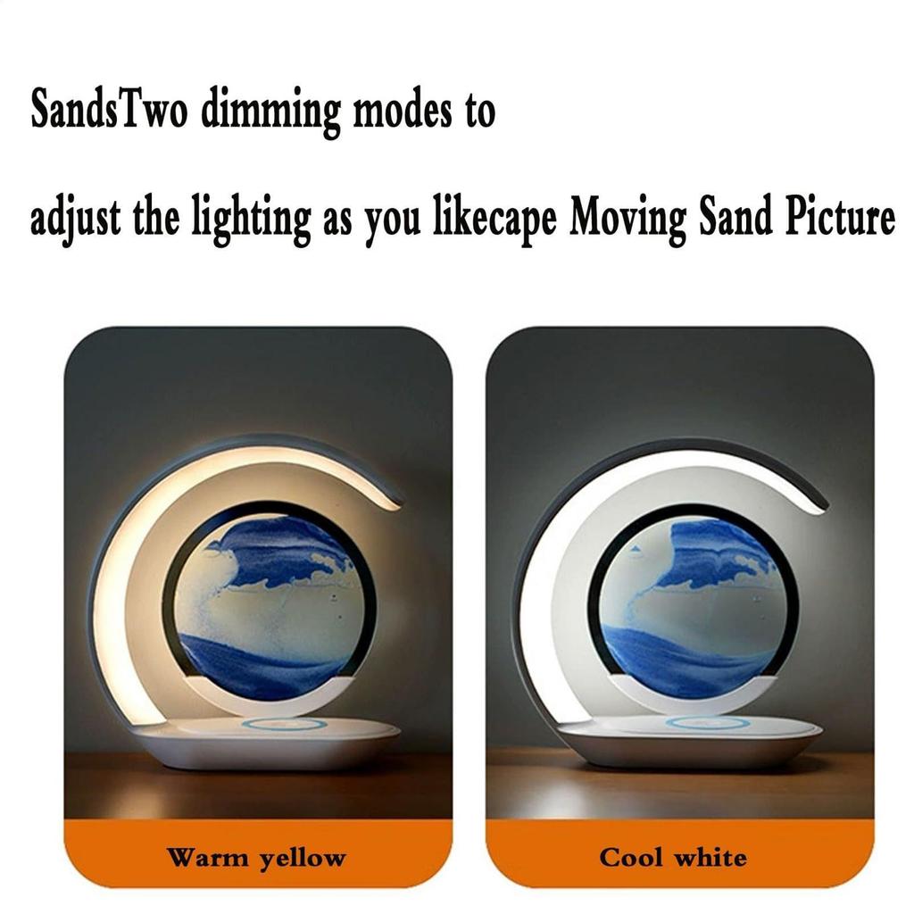 Wireless Charging Dynamic Sandscape Lamp Decor Magnetic Charger For Office Bedroom Table Night Bathroom Home Sensory Meditation