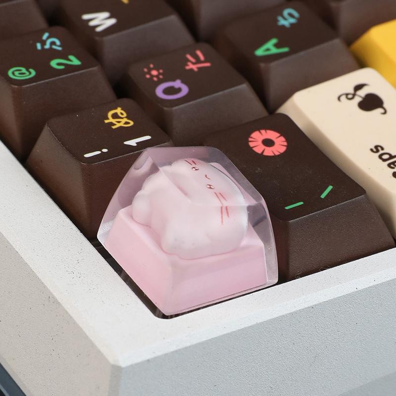 Translucent Cute Cartoon Kt Cat Keycap Cross Axis Mechanical Keyboard Keycap Keyboard Decoration Keycap Keyboard Accessories