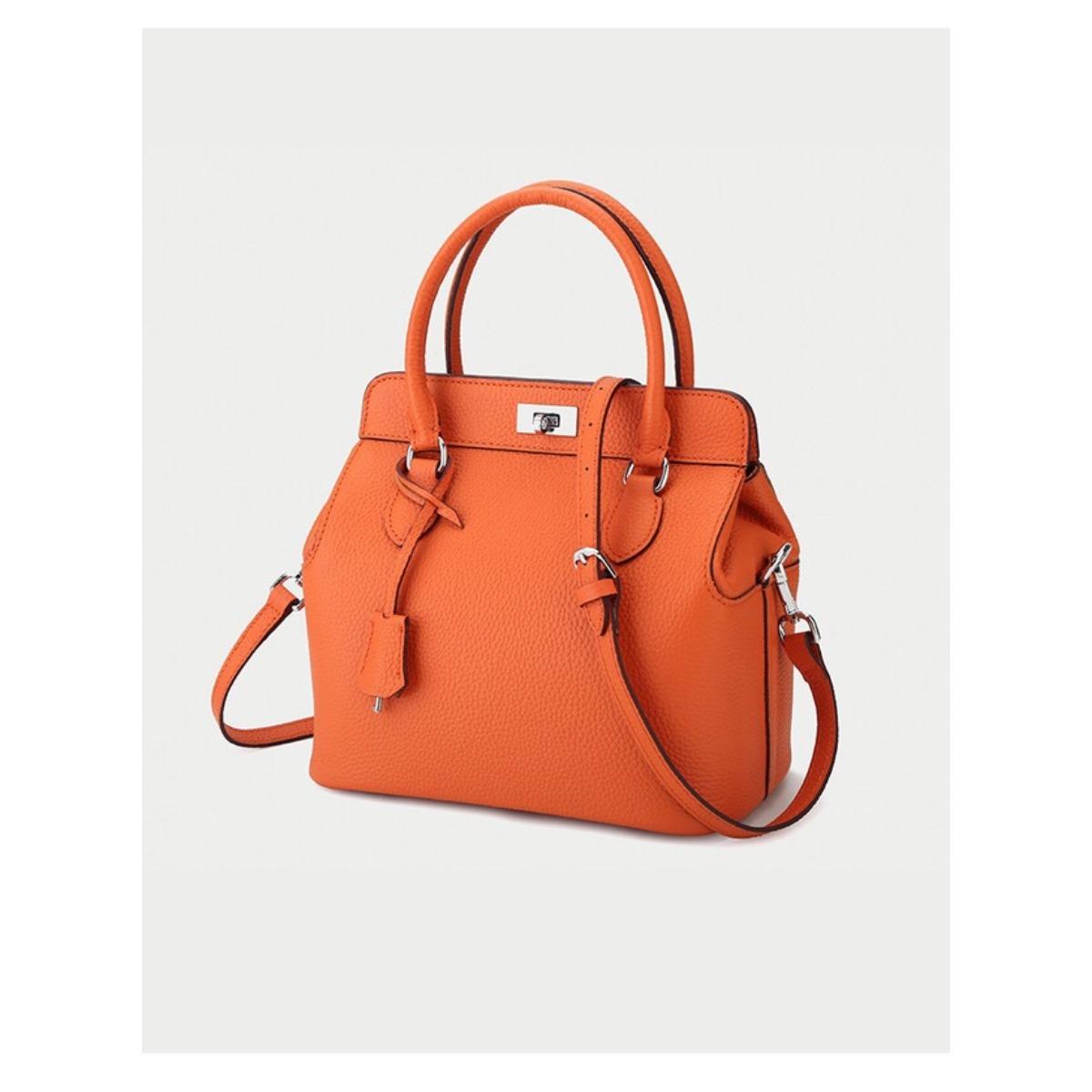 

Leather toolbox color matching milk box shoulder crossbody platinum bag portable commuter small square bag 25x15x22CM