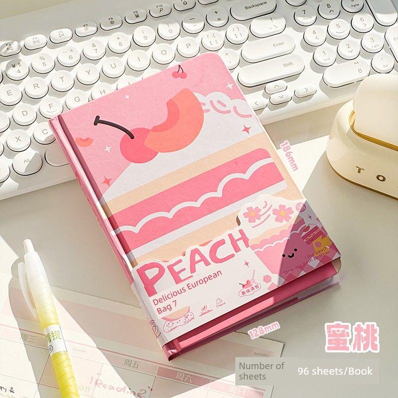 

Grade Three Class Two Delicious European Bag 32K Hard Cover Notebook Good-looking Journal Book Notepad Student Notebook Journal Book Peach