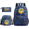 Large Capacity Schoolbag with Shoulder Strap; Student Three-piece Pencil Case Set