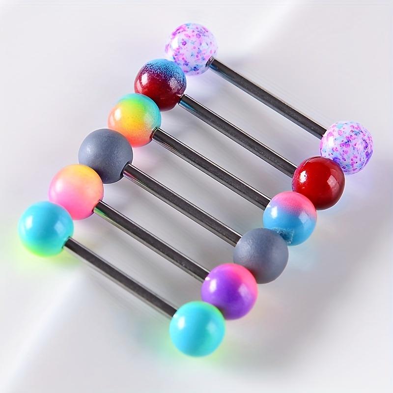 12ks/sada smíšených barev akrylové kuličkové kroužky do jazyka Šperky s piercingem do jazyka