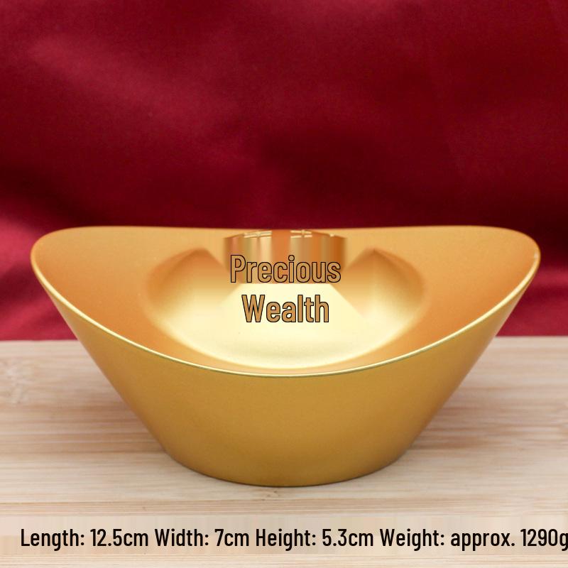 Solid Brass Gold Ingot Ornament: Living Room Treasure Basin Decoration & Opening Gift
