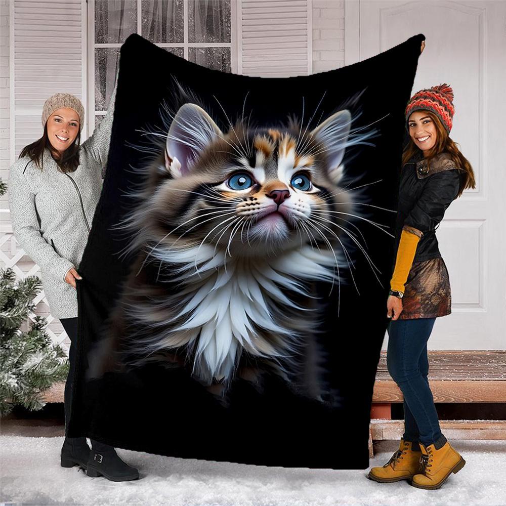 1pc Kitten Outdoor Blanket Soft Flannel Cozy for Travel & Camping All Season