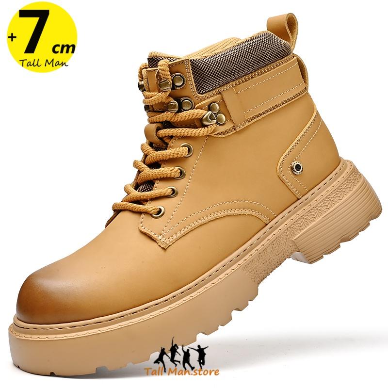 Boots Chunky Men'S Elevator Shoes Height Increase Insole 7cm Lift Plus Size 38-46