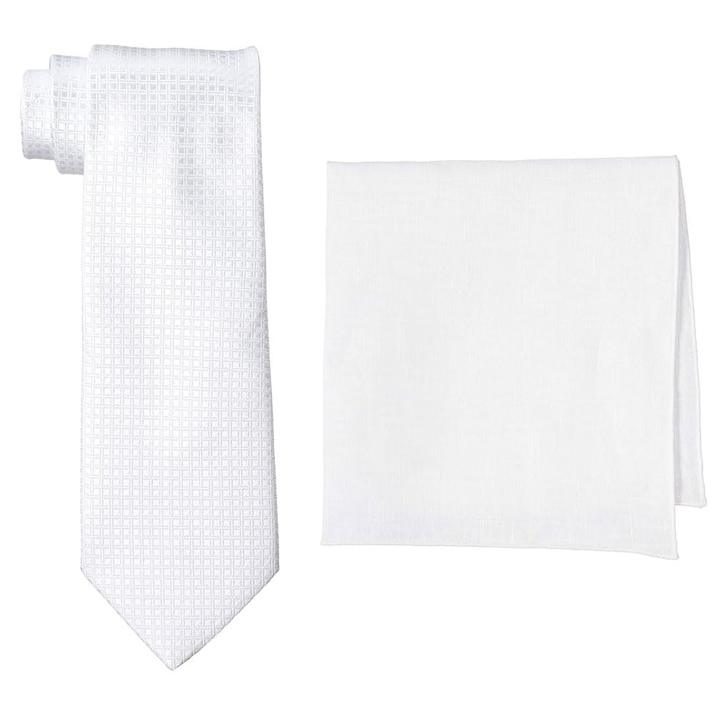 [Dress Code 101] Tie and Pocket Square Set (White)
