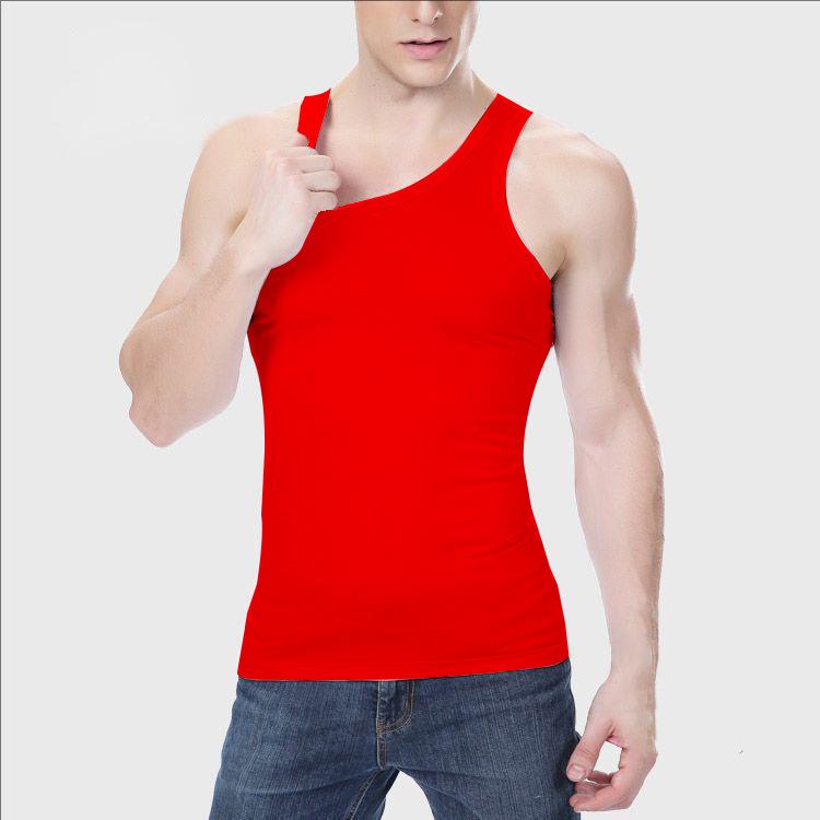 Herrtun Lätt Ren Bomull Stickad Ärmlös Sportlinne