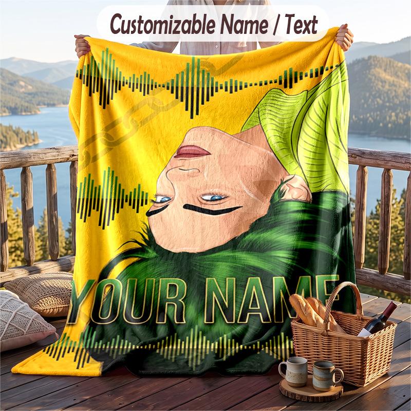 Personalized Flannel Throw Blanket,Billie Eilish Custom Printed Name, Cozy Plush Blanket For Home Use