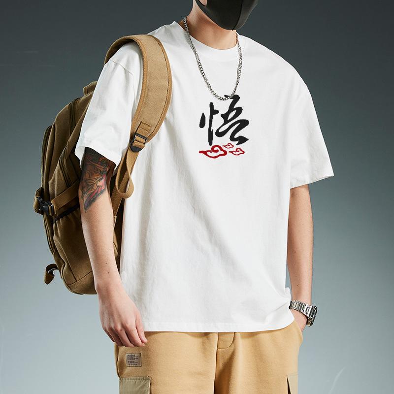 

2025 Лето Новая Хлопковая Футболка с Коротким Рукавом для Мальчиков Гонконгский Стиль Трендовая Инс Универсальная Свободная Трендовая Брендовая Базовая Футболка S