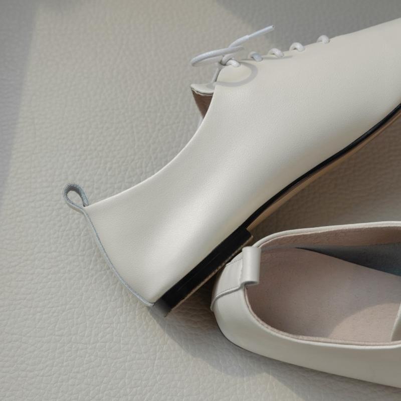 Fashion Women's new leather cowhide lace up color blocked low heel plus size comfortable and soft Oxford shoes walking single shoes