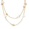 Eetit New Square Chain Stylish Stainless Steel Simulated Pearls Layered Stacking Necklace Women Fashion Charm Collar Jewelry