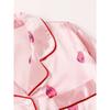 Strawberry Pattern Satin Long Sleeve Tops & Pants Pajama Set for Valentine's Gifts