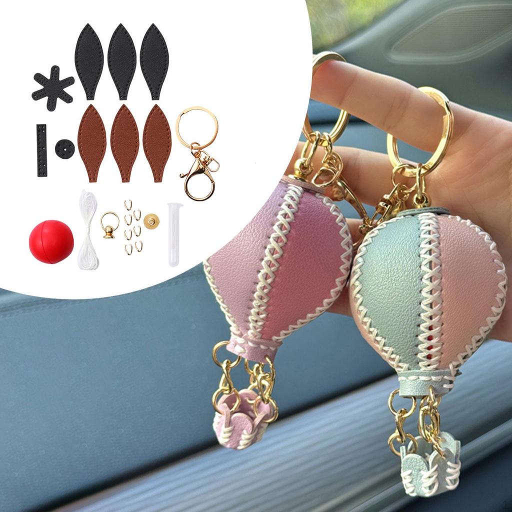 DIY Sewing Keychain Kit Bag Charm Making Party Favors Cute Keyring Colorful Air Balloon Pendant