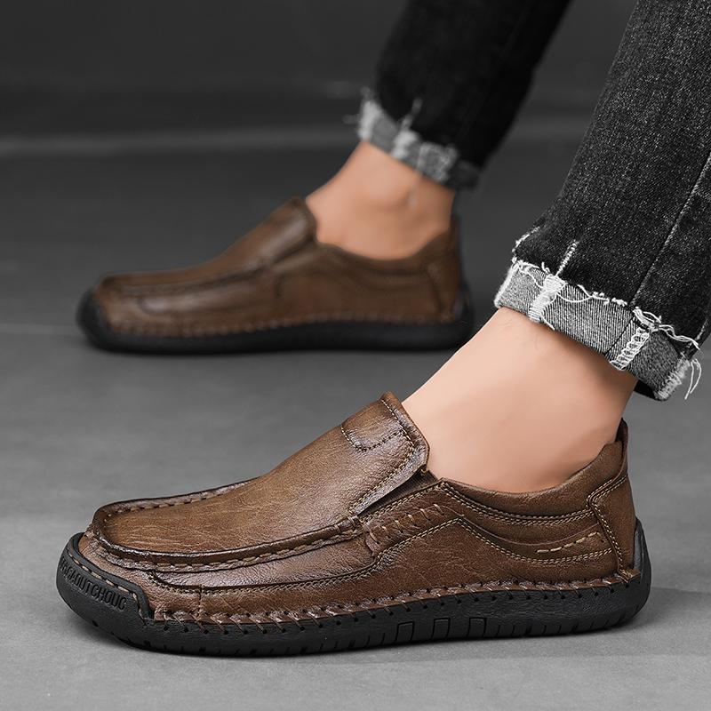 

39-48 Весна / Осень Мужские Повседневные Ручной Работы Лоферы Большого Размера Повседневная Обувь для Вождения Автомобиля из Кожи 48 хаки