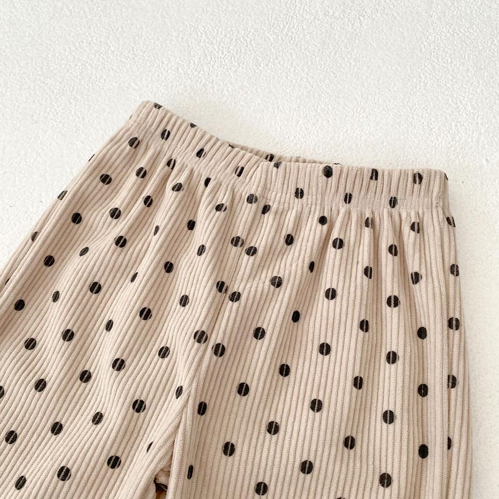 2025 Autumn Baby Pants Boys and Girls Korean Version Loose Polka Dot Corduroy Fashion Casual Sports Pants