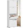 Shoe Cabinet with Mirror, 4 Tilting Drawers, Entryway Shoe Cabinet, White