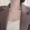 Collana a Catena per Clavicola con Perle Barocche Irregolari Naturali Collana di Perle d'Acqua Dolce di Nicchia Retrò per Donne