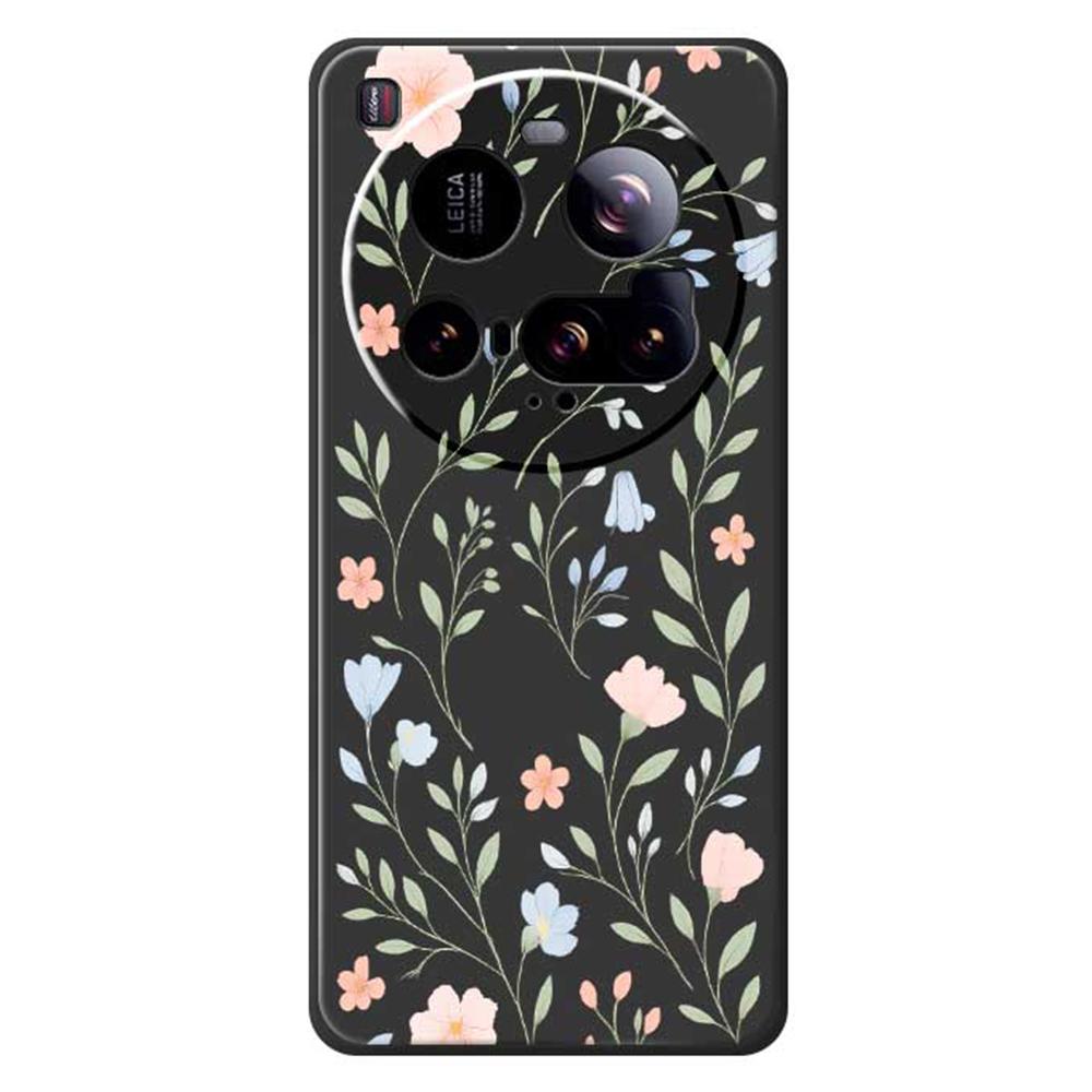 For Xiaomi 15 Ultra Case Pink Blue Flowers Pattern Printing Straight Edge TPU Phone Back Cover