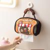 Universal Hanging Toilet Paper Holder Dust-proof Canvas Tissue Holder Cute Bear Reusable Napkin Dispenser for Car Use