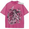 Unisex Purple Washed Vintage T  Shirt Demon Slayer Daki Spider  Style High  Quality Fabric for Casual Shopping